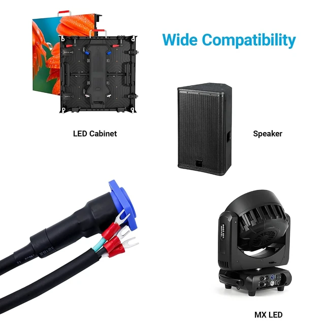 Alt view image 4 of 4 - 3 PIN AC Powercon Connector Male Connector Blue/White Socket_with 14Awg 1.5Feet PoweCable 20A/250V for Stage Light LED Screen (White_Socket_with 1.5Ft_2PCS)