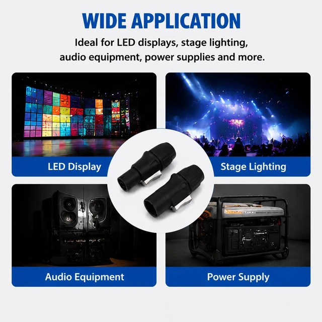 Alt view image 6 of 6 - IP65 PowerCon True Outdoor Waterproof Power Connector 20A 250V Black Heavy Duty Reliable Electrical Connection for DJ Equipment Stage Lighting Sound Systems (SAC3MX_4PCS_Black)