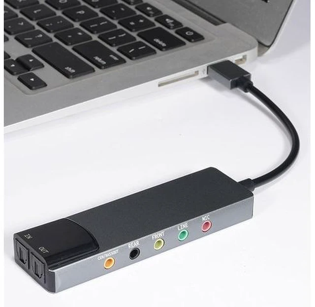 Main image of External Sound Card Adapter with Optical Input Output, Audio Interface with 5.1 7.1 Channel Noise Reduction, Plug and Play for PC, Laptop (Aluminum Alloy)