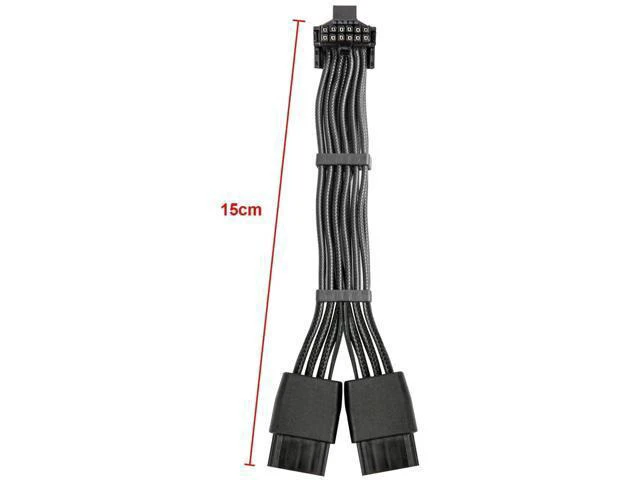 Alt view image 6 of 6 - B 90 Degree Right Angle 12VHPWR GPU Power Adapter Cable, PCIe 5.0 16Pin(12+4) Male to Dual 8Pin Female Extender, 16AWG High Current Wire, Compatible with RTX 3090Ti/4070Ti/4080/4090 Graphics Card