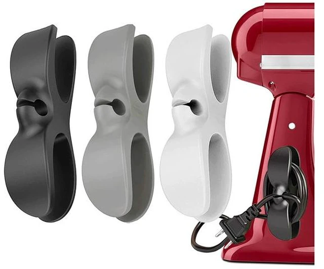 Main image of Organizer for Kitchen Appliances - 3 PCS Stick On Cable Wrapper Holder Winder Keeper, Power Wire Management Wrap Hook Clip for Kitchenaid Mixer, Home Gadget Accessories