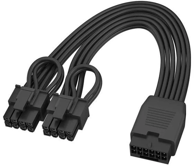 Main image of Cable Extension, 16 Pin(12+4) Female to Dual PCIe 8 Pin(6+2) Male GPU, PSU Conversion Cable for Power Supply 6.8 in(17cm)