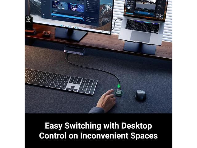 Alt view image 7 of 7 - USB Switch A & C Input for Computers - Share 4 Ports, Switcher Selector for PC, Laptop, Keyboard, Mouse, Webcam, Microphone - Adapter With 2 USB-C Data Cables and Remote