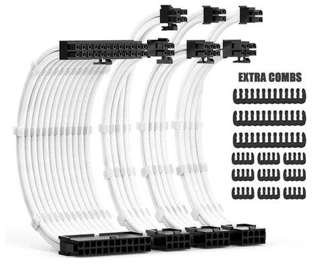 Alt view image 4 of 6 - Cable Extensions Kit 30CM With Cable Combs Extension Power Supply Cable 24Pin 8Pin(4+4) 8Pin(6P+2P) For ATX Power