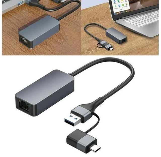 Main image of A/Type C To 2.5G RJ45 Ethernet Adapter USB C To 2.5G Ethernet Adapter 2500Mbps External Network Card USB3.0 for PC Laptop