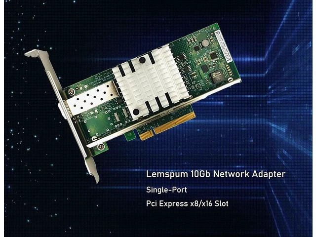 Alt view image 3 of 7 - PCIE x8/x16 Ethernet Network Adapter Compatible Intel X520-DA1 82599EN Chip Single SFP+ Port LAN Card NIC Server Support Windows Server/Windows/Linux/Vmware ESXI