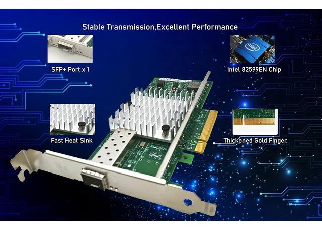 Alt view image 4 of 7 - PCIE x8/x16 Ethernet Network Adapter Compatible Intel X520-DA1 82599EN Chip Single SFP+ Port LAN Card NIC Server Support Windows Server/Windows/Linux/Vmware ESXI