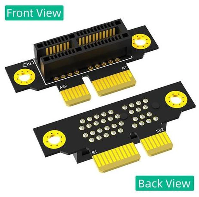 Alt view image 2 of 7 - x1 Right-Angle Riser Card PCI-E 1x Reverse Direction Adapter, 90-Degree Slot Converter for Space-Saving / Low-Profile Systems