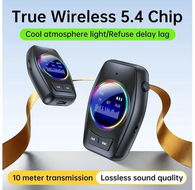 Alt view image 2 of 7 - Bluetooth 5.4 Audio Adapter, 2-in-1 Transmitter & Receiver with TF Card & Voice Call Support 300mAh Battery, 10m Range, AUX to Wireless for TV/Car/PC Plug & Play