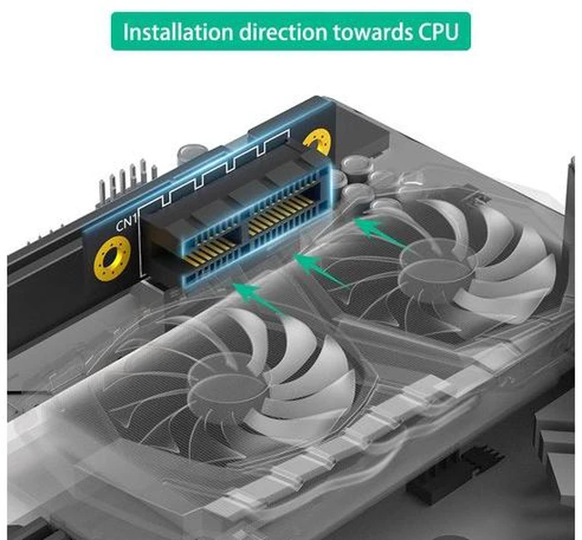 Alt view image 6 of 7 - x1 Right-Angle Riser Card PCI-E 1x Reverse Direction Adapter, 90-Degree Slot Converter for Space-Saving / Low-Profile Systems