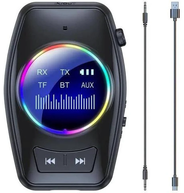 Alt view image 5 of 7 - Bluetooth 5.4 Audio Adapter, 2-in-1 Transmitter & Receiver with TF Card & Voice Call Support 300mAh Battery, 10m Range, AUX to Wireless for TV/Car/PC Plug & Play