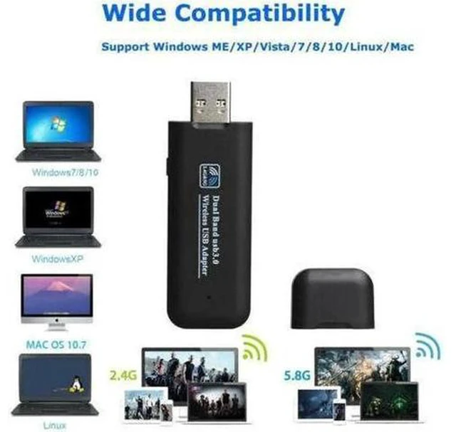 Alt view image 2 of 6 - 1pcs USB 3.0 AC1200 802.11ac WiFi Wireless Adapter 1200Mbps Dual Band Wireless USB Adapter WiFi Network Receiver Adapter 3D11