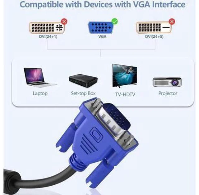 Alt view image 4 of 7 - to VGA Monitor Cable, 15 pin 1080P Full HD Male to Male Cor for Computer PC Laptop to Monitor Screen Projector with VGA Plug Port 49.2 Feet