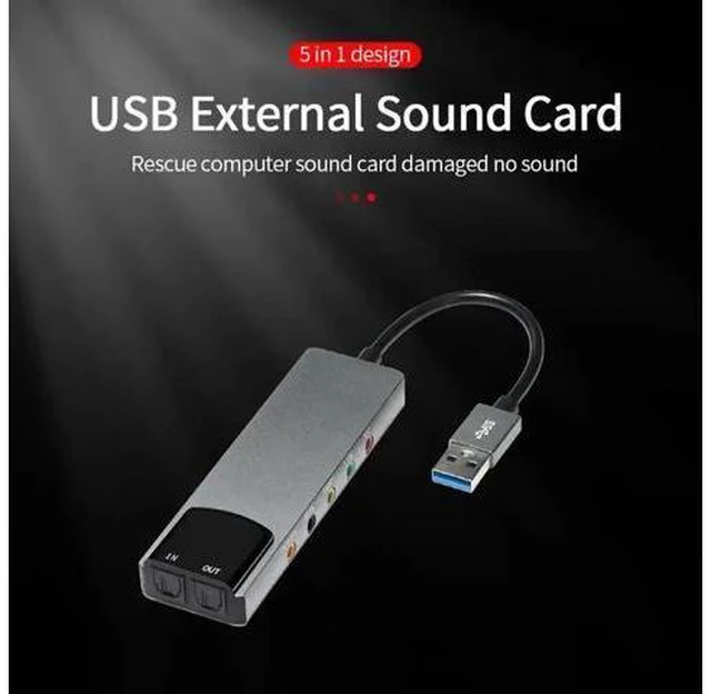 Alt view image 4 of 7 - USB Sound Card AC-3 DTS Headphone Adapter 7.1 5.1 Channel Soundcard Optical Adapter for Notebook Aluminium Sound Card