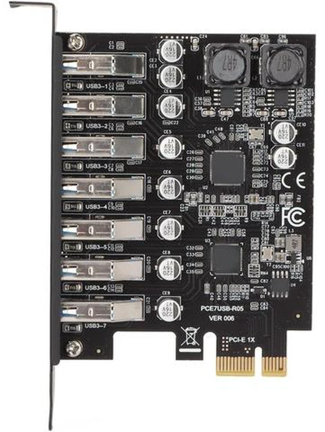Main image of PCIE USB 3.0 Card 7 Ports PCI Expree to USB Expansion Card Super Speed 5Gbps PCI-e USB3.0 Hub Controller Adapter for Windows 11/10/8/7/XP/Vista