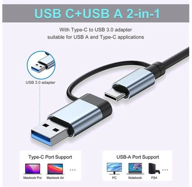Alt view image 5 of 7 - 7-Ports USB C Hub, USB Hub to Multiport USB C Dongle Adapter 7 in 1 with 5 USB-A Ports,USB-C DataPort,60W PD,Compatible with MacBook Pro Air HP XPS and More Type C USB-A Devices