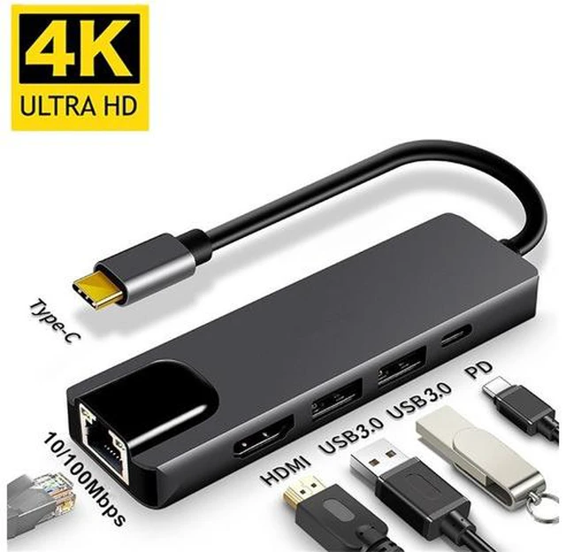 Main image of 5 In 1 Type-C Hub USB C HUB Type C To USB 3.0 Dock Station 5 Port Multi Adapter OTG Compatible With 4K Video HD Output Adapter