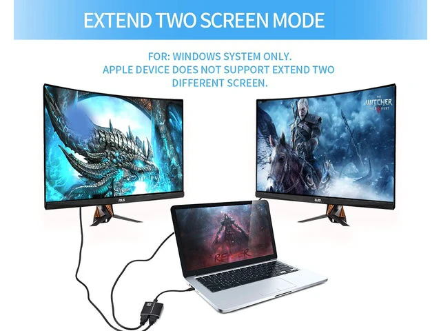 Alt view image 3 of 7 - 4K@60Hz USB C to Dual HDMI Adapter with Power Delivery and 3.5mm Audio Jack, Dual Monitors Adapter USB C Adapter USB C Hub with 2 HDMI Docking Station for Laptop HP/Dell/Surface/Lenovo/Thinkpad