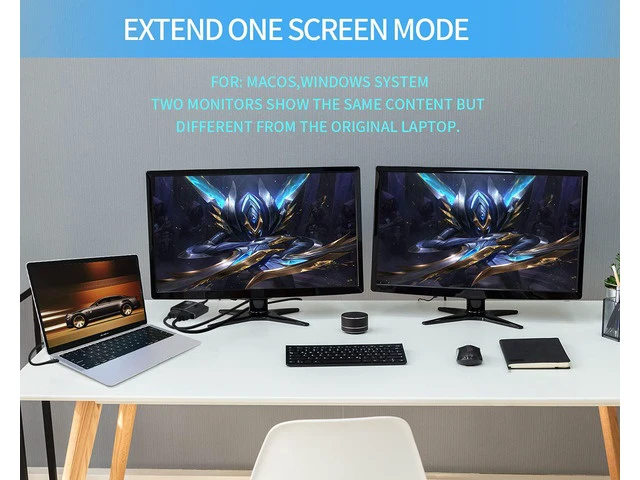 Alt view image 4 of 7 - 4K@60Hz USB C to Dual HDMI Adapter with Power Delivery and 3.5mm Audio Jack, Dual Monitors Adapter USB C Adapter USB C Hub with 2 HDMI Docking Station for Laptop HP/Dell/Surface/Lenovo/Thinkpad