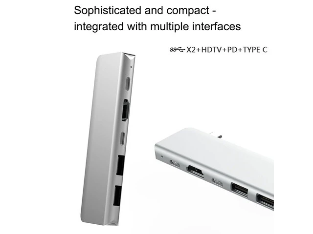 Alt view image 3 of 7 - USB C Hub Adapter, 5 in 1 Multiport Adapter with 4K Type C Hub to HDMI, 2 USB 3.0 Ports, 1*USB-C Ports and USB-C PD Charging for MacBook, Mac Pro, Mac Mini, iMac, Surface Pro, XPS, PC Mobile HD