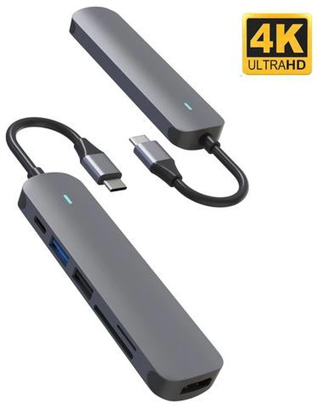 Main image of USB C Hub HDMI Adapter, 6-in-1 Type C Hub to HDMI 4K, USB 3.0/2.0 Ports, SD/TF Cards Reader, 87W Power Delivery Dock, Gigabit Ethernet Hub for MacBook Pro 13/15, 2018 Mac Air, Chromebook and More