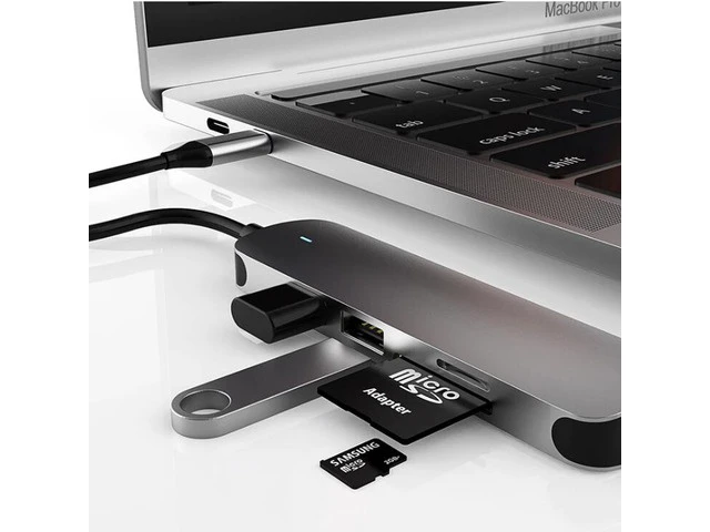 Alt view image 3 of 7 - USB C Hub HDMI Adapter, 5-in-1 Type C Hub to HDMI 4K, 2 USB 3.0/2.0 Ports, SD/TF Cards Reader, Dock, Gigabit Ethernet Hub for MacBook Pro 13/15, 2018 Mac Air, Chromebook and More