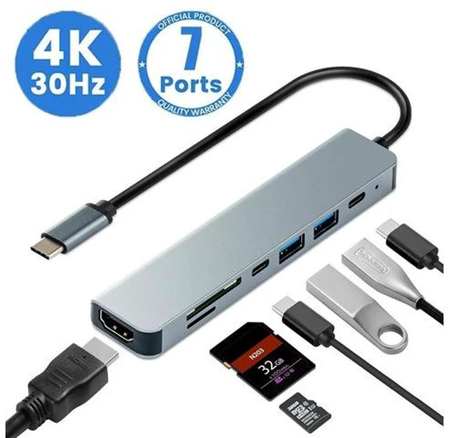 Main image of USB C Hub,7 in 1 Adapter,Multiport Adapter with 4K HDMI, USB C & 2*USB3.0, PD 100W, SD/TF, USB C Docking Station for MacBook Air/Pro, iPad, Windows, Steam Deck, Switch