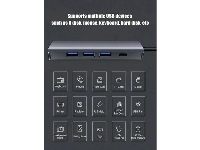 Alt view image 3 of 7 - 2-in-1 USB-C USB 3.0 to Gigabit Ethernet Adapter, 3-Port USB 3.0//1-Port USB-C Hub with RJ45 Compatible with MacBook Pro/Air 2023, iPad Pro, iMac, S23, XPS 17, Surface Book 3 and More