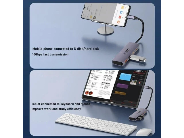 Alt view image 4 of 7 - 10Gbps USB C Hub, USB C HUB with 2 USB-C 3.2 and 2 USB-A 3.2 Ports, USB Port Extender Splitter, USB C to USB A Hub Multiport Adapter for Laptop, MacBook Pro Air, iPad, iMac