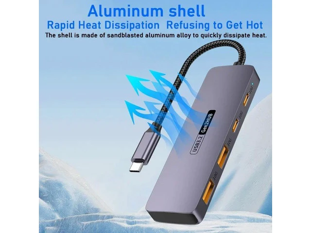 Alt view image 6 of 7 - 10Gbps USB C Hub, USB C HUB with 2 USB-C 3.2 and 2 USB-A 3.2 Ports, USB Port Extender Splitter, USB C to USB A Hub Multiport Adapter for Laptop, MacBook Pro Air, iPad, iMac