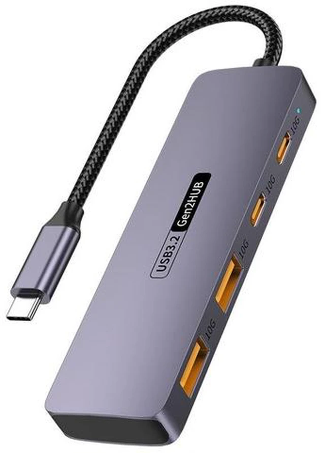 Main image of USB Hub 3.2, USB Splitter 10Gbps 2 USB-A 3.2 Ports and 2 USB-C 3.2 Ultra-Slim Aluminium USB 3.2 Gen 2 HUB Fast Data Transfer USB Port Extender for MacBook,Chromebook,Mobile HDD,Laptops