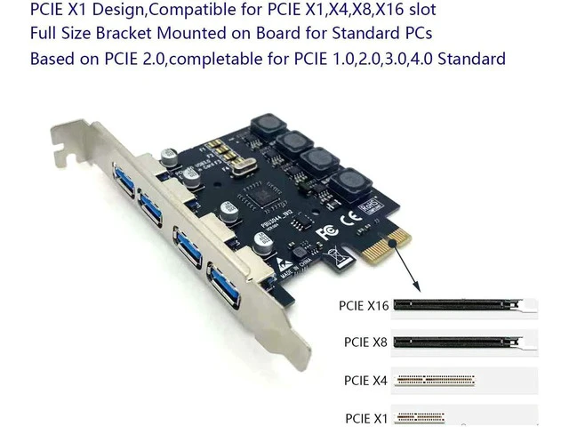Alt view image 5 of 7 - Jansicotek 4 Port PCIE Expansion Card, USB 3.0 Superspeed 5Gbps Front Expansion Card, Internal USB Hub Converter for Win XP Win7 Win 8 Win 10 Win 11 Linux