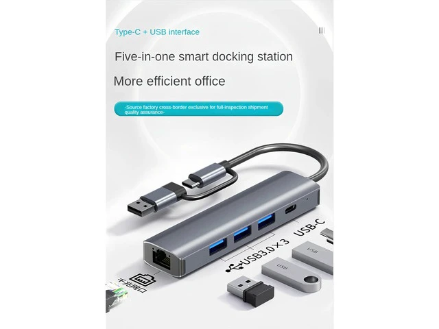 Alt view image 2 of 7 - USB to Ethernet Adapter, Aluminum USB Hub with 3 USB 3.0 Ports/1 USB C Ports, USB3.0/USB-C to RJ45 Gigabit Ethernet LAN Network Adapter Multiport for MacBook Pro/Air, iPad Pro