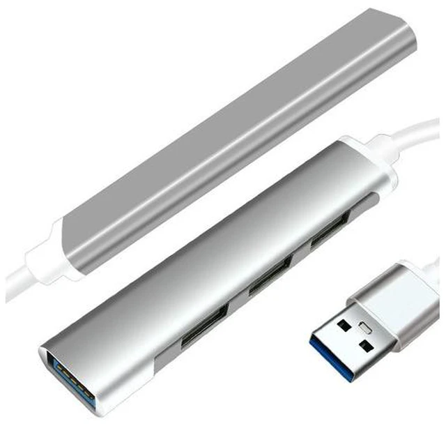 Main image of USB3.0 Hub, Portable 4-in-1 USB3.0 to 4 x USB3.0 Adapter, USB3.0 Data Splitter Compatible with Laptop, PC, Computer, Mobile HDD, Flash Drive USB Laptops and Other USB Devices-Gray