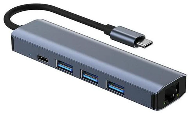 Main image of USB to Ethernet Adapter Gigabit | 3-Port USB3.0 Hub | 100W PD Charging | HDMI 4K 30Hz Video Output,Aluminum 6-in-1 USB-C to LAN Network Converter for Surface Pro,Chromebook and Laptop