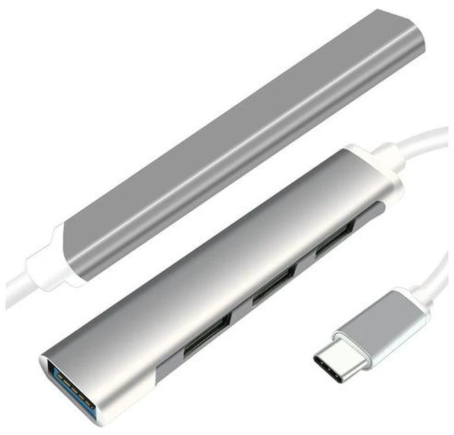 Main image of USB-C Hub with 4 Port USB 3.0, Portable Hub for PC, Laptop, USB Flash Drives, and Mobile Hard Disk and Other USB C Devices-Gray
