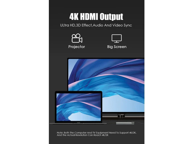 Alt view image 3 of 7 - USB C Hub, 8-in-1 Type C Hub with 4K HDMI Port, 2X USB3.0/2.0, RJ45 Port, SD/TF Card Port, Type C Power Delivery Charging Port, Type-C Port Travel Dock for MacBook, Chromebook and More Type C