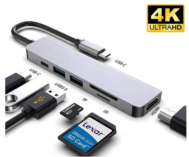 Main image of USB C Docking Station 6 in 1 USB C Hub Laptop Docking Station Adapter with PD 3.0,4K HDMI,2 USB 3.0,SD/TF Card Reade Compatible with MacBook Pro/Air,Dell,HP and More USB Type-C Devices