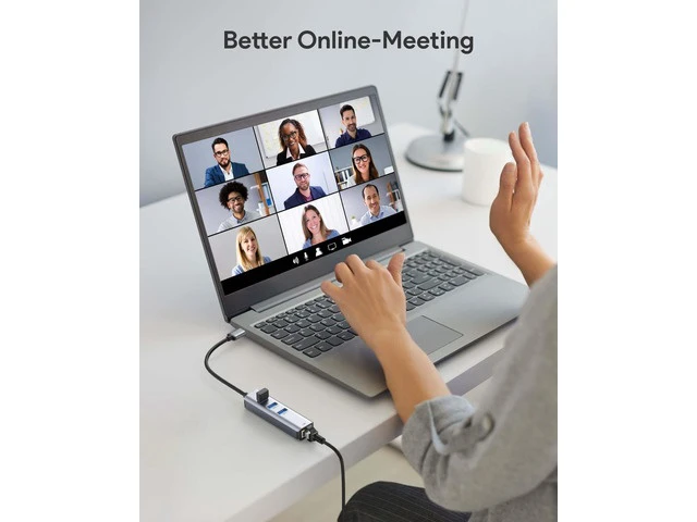 Alt view image 7 of 7 - USB 3.0 to Ethernet Adapter, 3-Port USB 3.0 Hub with RJ45 10/100/1000 Gigabit Ethernet Adapter Support Windows 10,8.1,Mac OS, Surface Pro,Linux,Chromebook and More