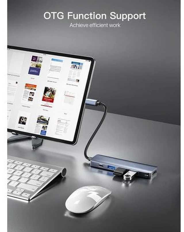 Alt view image 6 of 7 - USB C Hub 3.0 with HDMI 4K, 100W PD, 3*USB 3.0(5Gbps), 5 in 1 USB C to HDMI Hub Docking Station for MacBook Air/Pro, iPad Pro, Mac