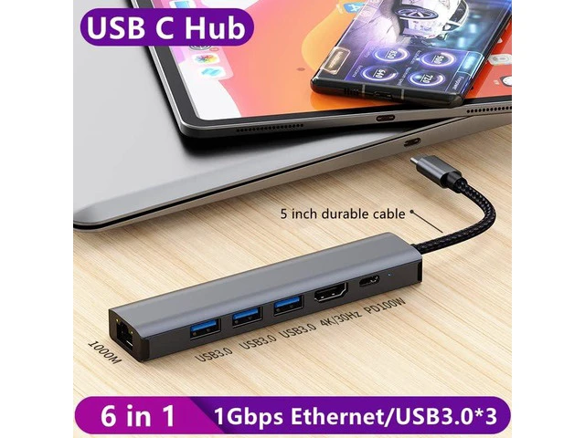 Alt view image 2 of 7 - USB 3.0 Hub Ethernet Adapter 1000M Gigabit Network Converter with 3 USB3.0 Ports Hub Compatible with Laptop PC Nintendo Switch MacBook Mac XPS Windows Linux macOS, and More