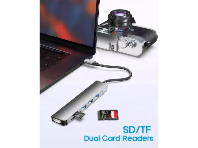 Alt view image 4 of 7 - 7-in-1 USB C Hub with 4K HDMI, Multiport USB C Adapter featuring 3 USB A Ports, 100W PD, SD/TF Compatibility, Ideal for MacBook, Surface Pro/Go, iPad Pro/Air, Laptops and Other Type C Devices