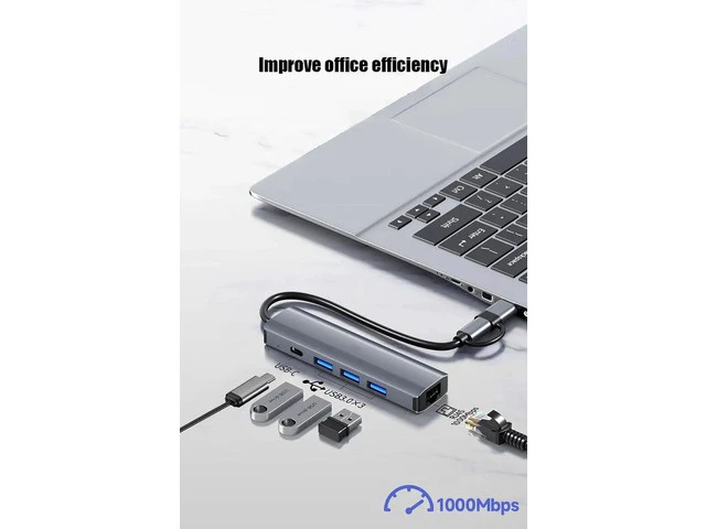 Alt view image 5 of 7 - USB 3.0 Hub Ethernet Adapter 10 100 1000 Gigabit Network Converter with 4 USB Ports Hub Compatible with Laptop PC Nintendo Switch MacBook Mac Mini Surface XPS Windows Linux macOS, and More