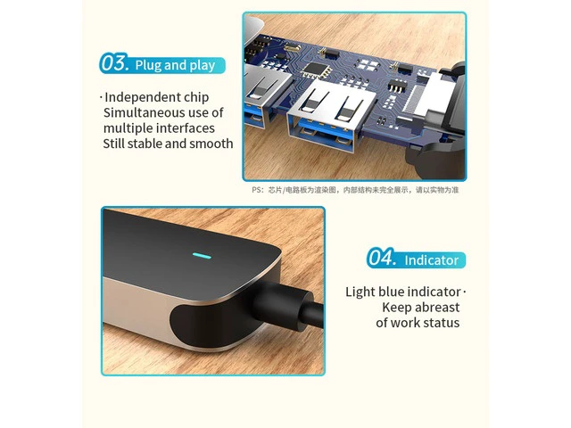 Alt view image 4 of 7 - 4 in 1 Type C USB C Hub 3.0 to HDMI Adapter 4K Video USB3.0 USB2.0 Splitter PD 3.0 Hub for PC Laptops NS Switch and MacBook for Computer Accessories