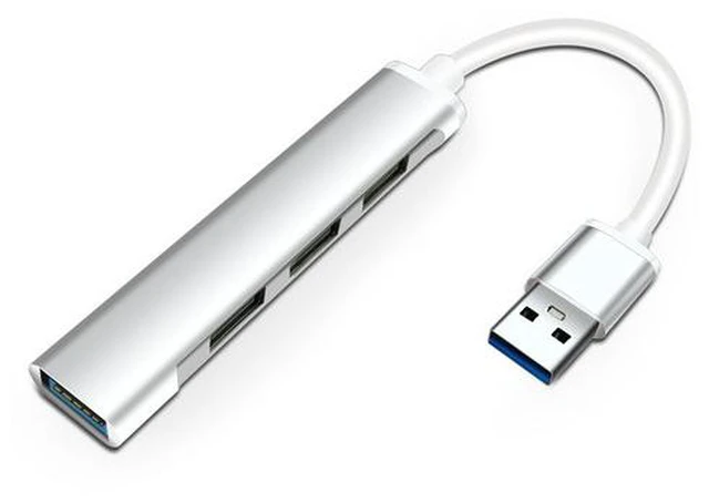 Main image of USB3.0 Hub, Portable 4-in-1 USB3.0 to 4 x USB3.0 Adapter, USB3.0 Data Splitter Compatible with Laptop, PC, Computer, Mobile HDD, Flash Drive USB Laptops and Other USB Devices-Silver