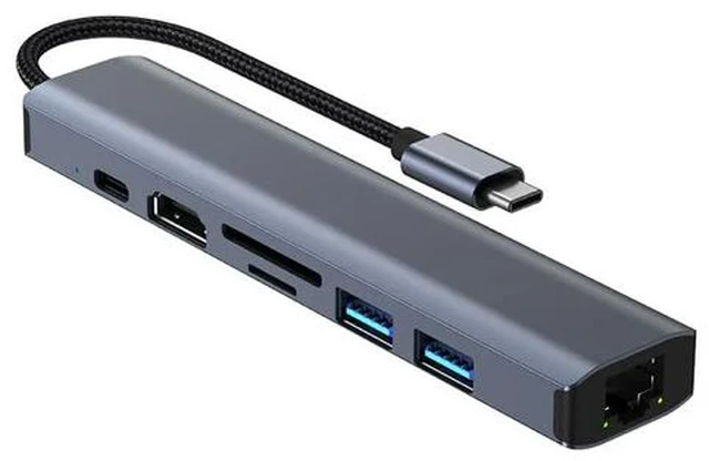 Main image of USB-C Type-C to Ethernet Adapter, 7 in 1 USB C Hub Ethernet with 2 USB 3.0 Ports/1 USB-C Ports/Gigabit Rj45, Thunderbolt (3/4) to Network Adapter for MacBook Pro/Air, XPS, iPad Pro