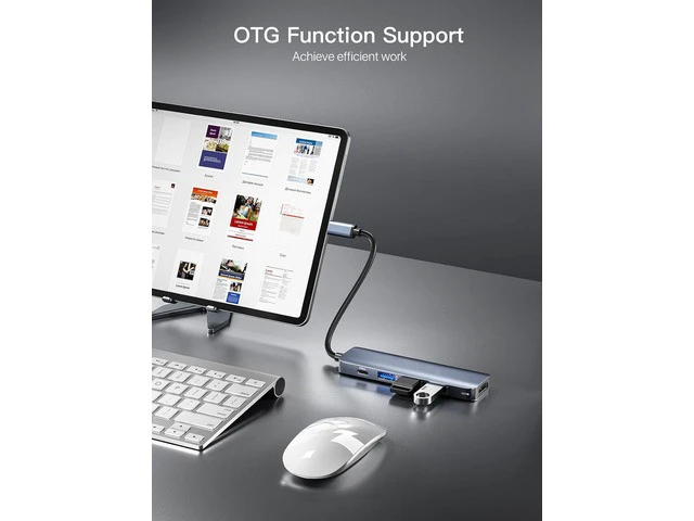 Alt view image 6 of 7 - USB C Hub 3.0 with HDMI 4k, 5 in 1 USB C Hub Splitter Multiport Network Adapter with 1 x HDMI 4k Port, 3 x USB 3.0 (5Gbps), PD 100W Charging, for MacBook Pro Air/foriphone 15/ for pad pro/HDTV