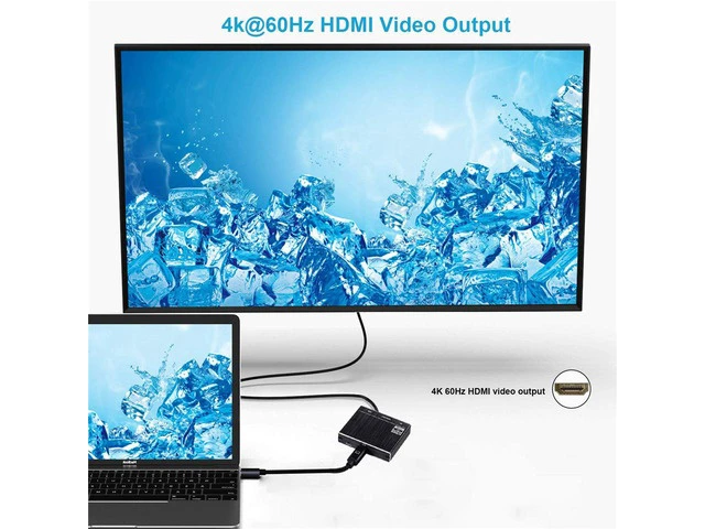 Alt view image 5 of 7 - USB C to HDMI+PD+USB3.0 Adapter, Type-C Hub Thunderbolt 3 to HDMI Output with USB 3.0 Port & 100W PD Charging Port, USB-C to HDMI Adapter 4K@60Hz Converter for Mac iPad pro MacBook
