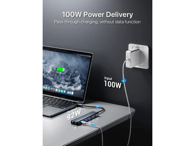 Alt view image 5 of 7 - USB to Ethernet Adapter Gigabit | 2-Port USB3.0 Hub HDMI with 10/100/1000 Rj45 Adapter,Aluminum 7-in-1 USB-C to LAN Network Converter for Surface Pro,Chromebook and Laptop