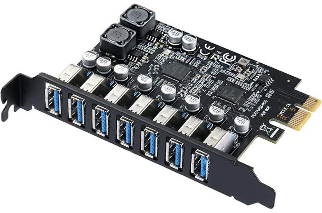 Main image of PCI-E to USB 3.0 7-Port(7X USB-A) Expansion Card,PCI Express USB Add in Card, Internal USB3.0 Hub Converter for Desktop PC Host Card Support Windows 10/8/7/XP and MAC OS 10.8.2 Above
